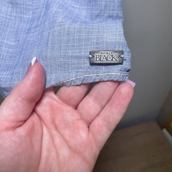 Men's XL Buckle Black Athletic Fit Long Sleeve Button Down Shirt - Picture 6 of 7